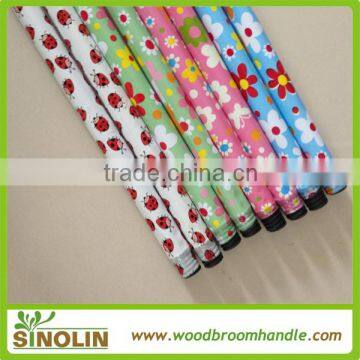 all kinds of flower pvc cover metal broom handle with different design