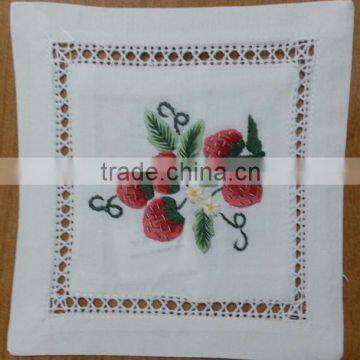 Hand embroidered lavender sachet/bag/pillow-fruit embroidery (design #18)