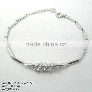 D205S Silver Clear Bracelet 925 Sterling Silver Fashion Bracelet with Big Stone