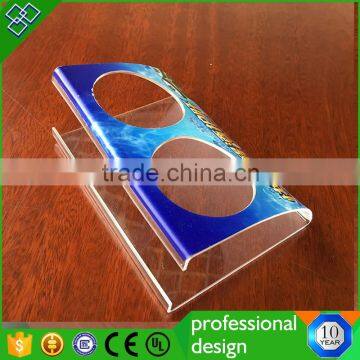 Wine Holder Wholesale Price Clear Blue Acrylic Wine Rack Display For Supermarket Hot Bending Plexiglass Wine Display Rack