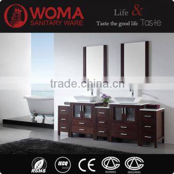 Modern Oak Wood Modern Double Sinks Floor Cabinet Hotel Vanity Bathroom Furniture No.3199E