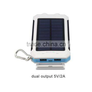 LED torch solar power bank 8000mah solar mobile phone charger