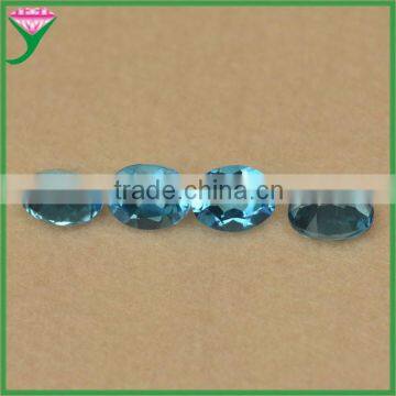 High quality machine cut oval blue topaz natural gemstone