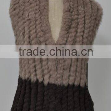 women fashion knitted real rabbit fur vest LK16F028