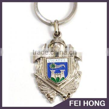 China Professional Factory 3D embossed shield design keychain