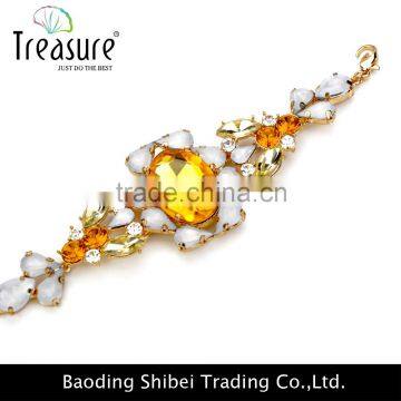 2016 New design yellow rhinestone bees shape chain bracelet for elegant women wholesale