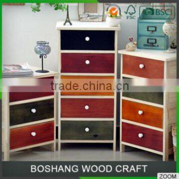 Chinese Indoor Colourful Wooden Cabinet with Drawers