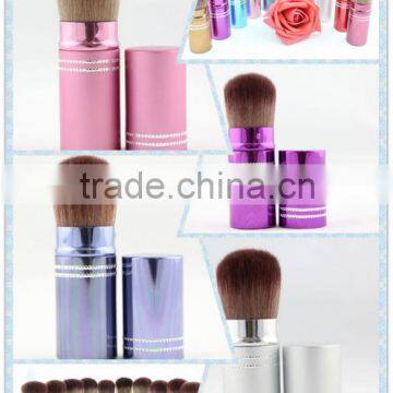 custom logo retractable brush printed brushes cosmetic makeup powder brush