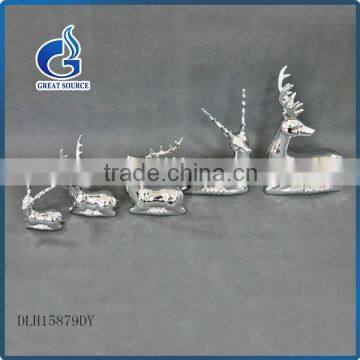christmas suppliers indoor silver ceramic reindeer decoration wholesale