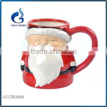 3D embrossed ceramic santa claus coffee mugs for christmas