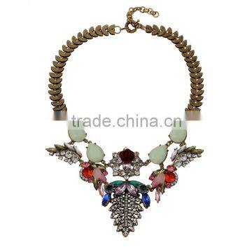 2015 Fashion leaf flower rhinestones necklace accessories for women