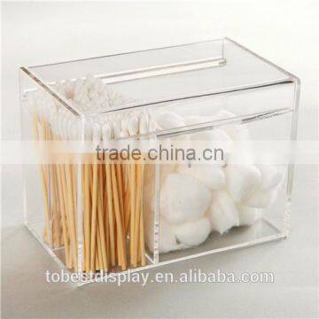 handmade clear acrylic cotton box,acrylic storage box,small acrylic box with divider