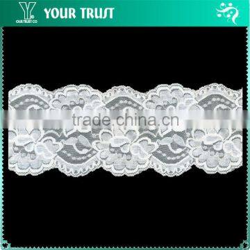Width 10.0 Centimeter White Stretch Trimming Spandex Elastic Lace