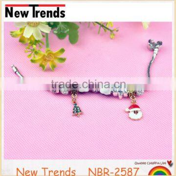 Manufacturer Cute Girls Fancy Christmas Bracelet Santa Claus Charm Bracelet