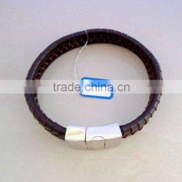 women leather bracelet,weaving leather bracelet, genuine leather bracelet with steel clasp,leather wrap bracelet AB044