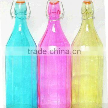 1 liter round colored food grade wholesale glass water bottles
