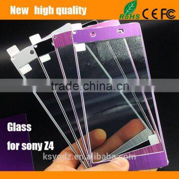 2.5D Titanium alloy brushed metal Tempered Glass Screen Protector guard for SONY Z4 Front + Back