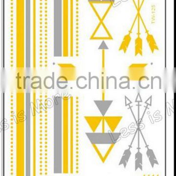 New arrow Waterproof environmental body golden tattoo sticker Metallic tattoo sticker for temporary tattoo