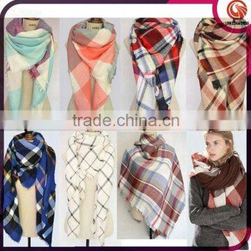 wholesale 19 colors winter tartan scarf women fashion blanket plaid scarf scarf plaid