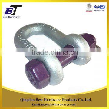 Factory supply G2150 forged galvanized d shackle with safety pin