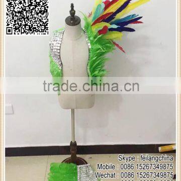 Green Goose Feather Costume Colors Goose Feather Clothes Kid Samba Costume                        
                                                Quality Choice