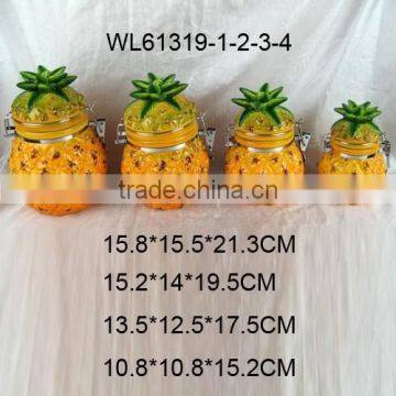 Superior pineapple design ceramic seal pot for storage