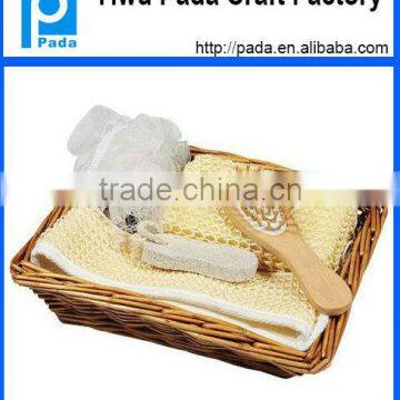 wooden bath set in wood basket
