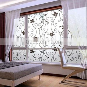 Frosted Cover Glass Window Black Floral Flower Sticker Film Office