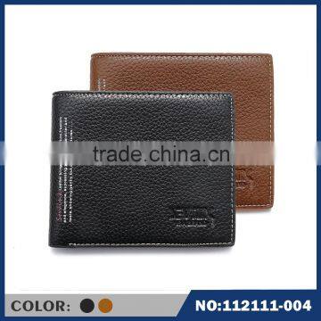 Sewing thead genuine leather wallte men card wallet