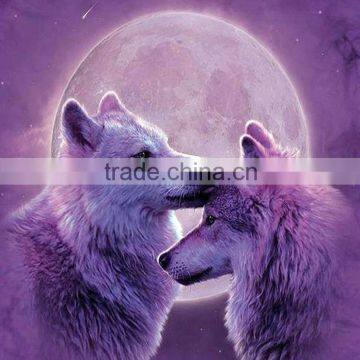 Wall art hanging handmade the moonlight Wolf couples DIY resin stone painting