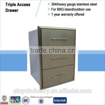 BBQ island storage stainless steel built in 3 drawer cabinet