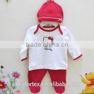 Baby Girls 3pcs Set Hello Kitty Top+ Printed Pants+Cute Hat