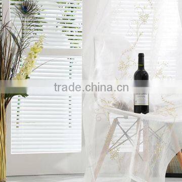 Ready made hotel office embroidered voile sheer curtain fabric