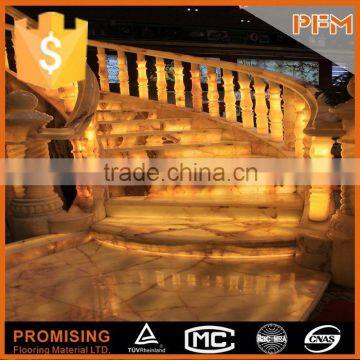 High Class Apartment Design Natual Beige Stone Balustrade for Stairs photo-4