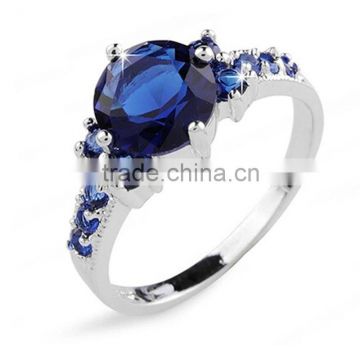 Wholesale Ring Jewelry Saphhire White Gold Plated Luxurious Finger Ring For Elegant Lady