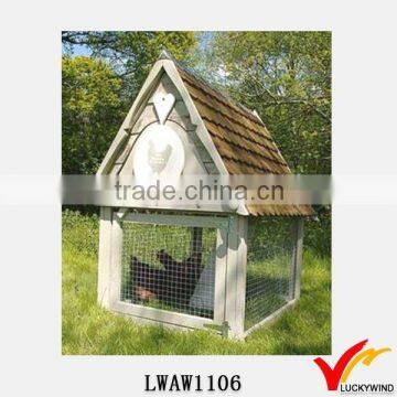 Vintage White Wooden and Cast Iron Metal Chicken Coop