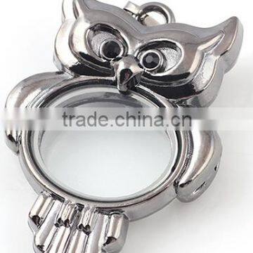 Owl Floating Charm Locket With Rhinestone photo-3