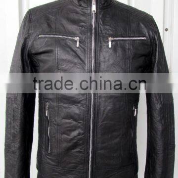 genuine leather goat nappa mens jacket black