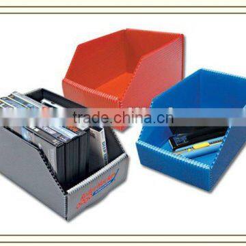 Collapsible corrugated plastic storage container for files