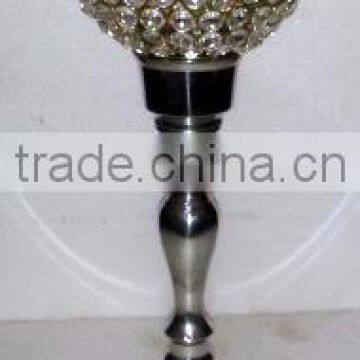 Iron, Aluminum & Glass Crystal Votive Tealight Candle Holder Silver Finish photo-5