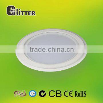 CE/ROHS cerfified 30w round flat ceiling led light, 240mm round panel light led, 75lm/w, ra80,AL+Glass, 5 years warranty