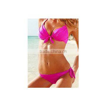 Sexy Pure Color Triangle Fission Bikini photo-2