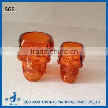 skull head glass candle jar with sliver plating effect