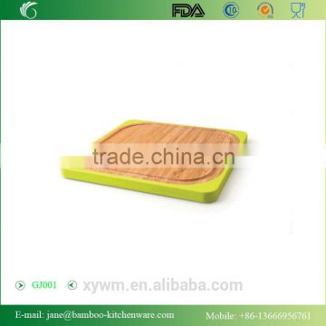 2015 Kitchen Groove Square Bamboo Silicone cutting and chopping Board