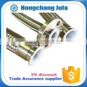 flexible wire braiding stainless steel corrugated pipe ptfe hose with flange