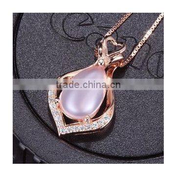 Rose Gold Plated 925 Silver Natural Gemstone Rose Quartz Large Sterling Silver Pendant photo-2