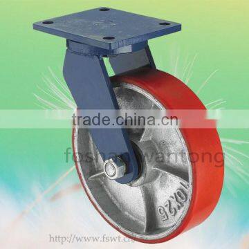 8 Inch Blue Swivel Bracket Iron Core PU Industrial Caster For Trolley