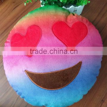 New arrival 35cm rainbow car cushion, high quality emoticon plush emoji pillow heart eyes plush toy