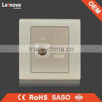Woven Gold Finish 2 Pin Wall Socket With One Gang One Way Switch Switched 2 Pin Socket photo-3