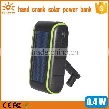 Environmental friendly solar energy+electric charge+ hand power Solar charger mobile power bank